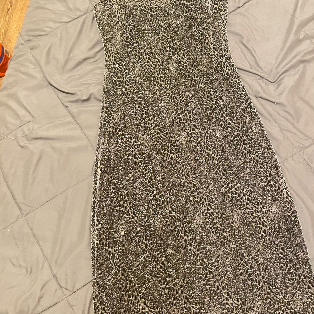 Planet Gold Black & Cream Leopard-Print Midi Dress